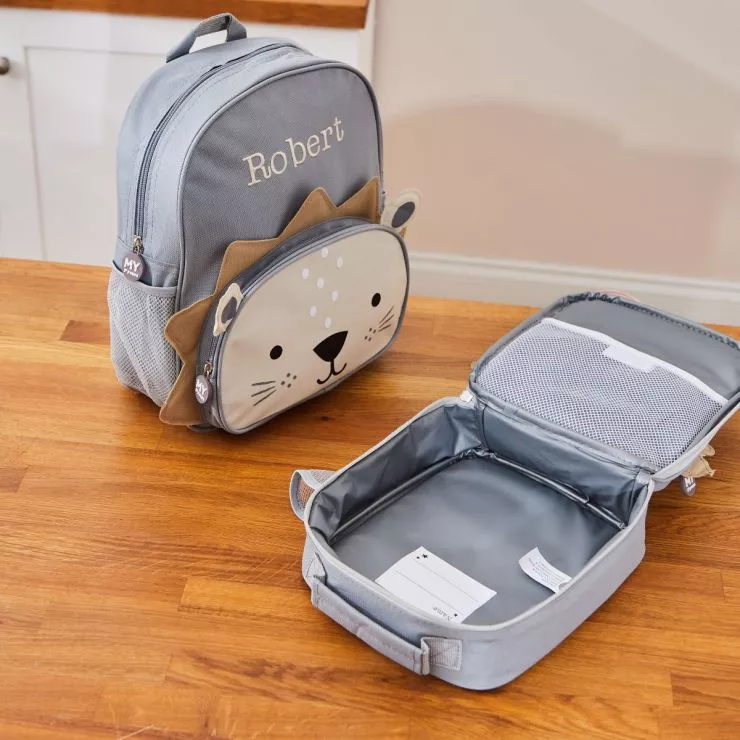 Personalised Lion Backpack & Lunch Bag Gift Set