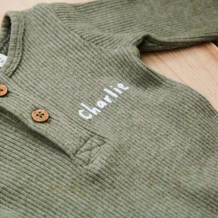 Personalised Khaki Bodysuit and Leggings Set by Lil Atelier