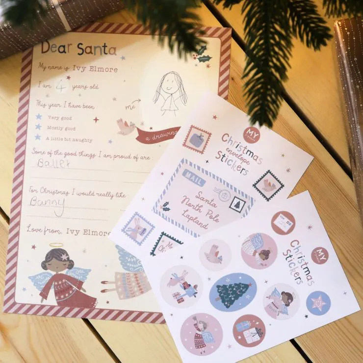 Personalised Pink Stickers & Letter To Santa Pack