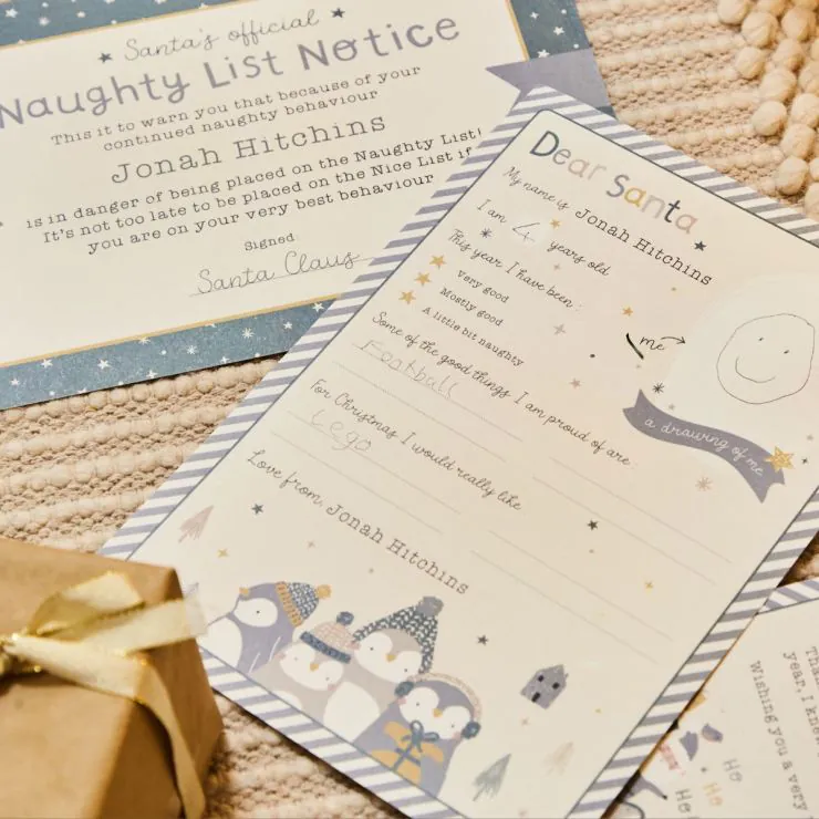 Personalised Penguin Stickers & Letter to Santa Pack