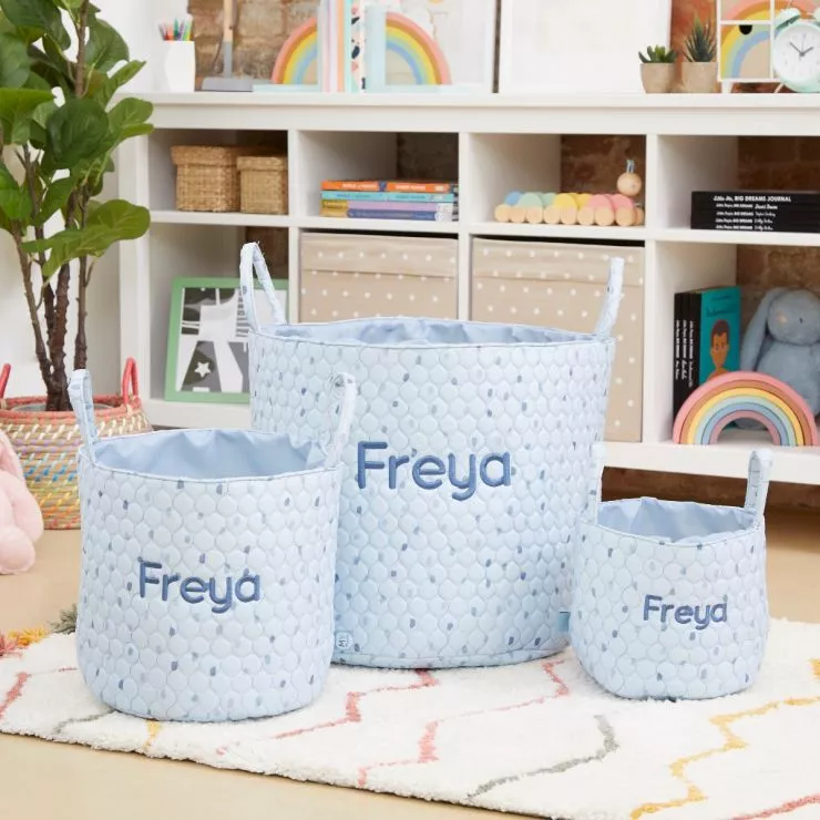 Personalised Small Blue Polka Dot Storage Bag