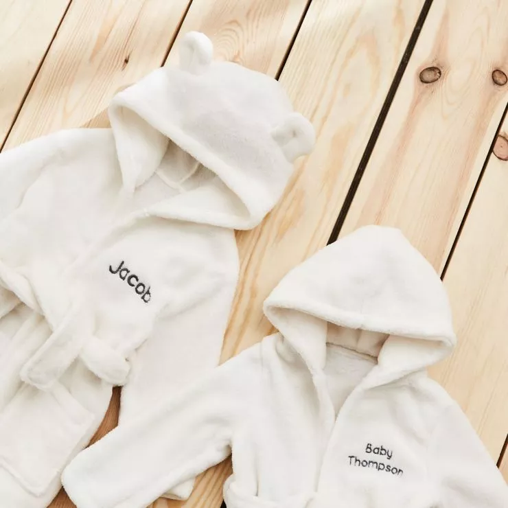 Personalised Ivory Hooded Fleece Robe