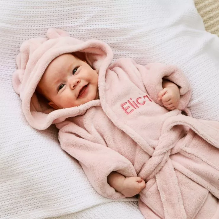 Personalised Pink Hooded Fleece Robe