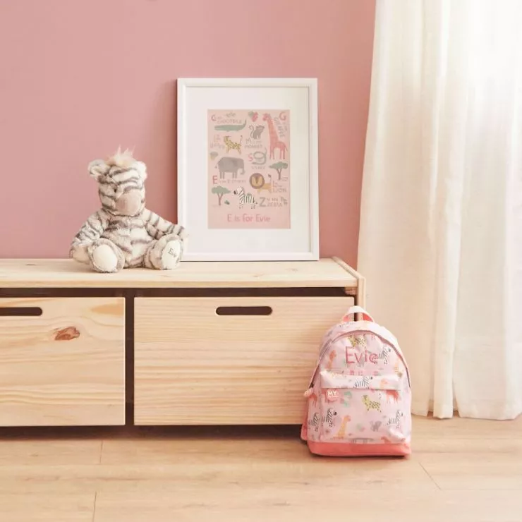 Personalised Pink Safari Print Classic Mini Backpack