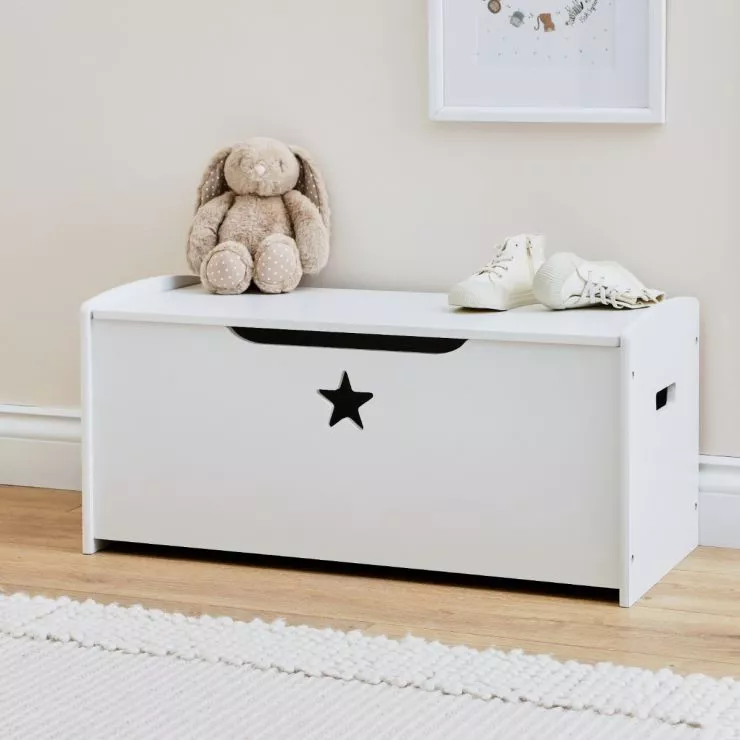 Personalised Large White Star Design Toy Box