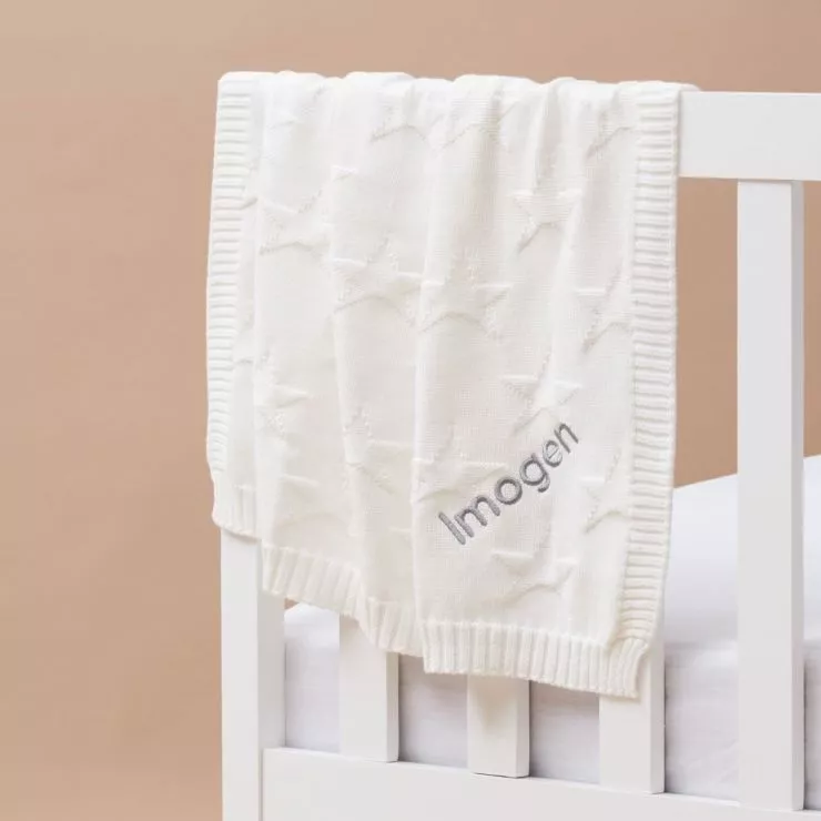 Personalised Ivory Star Jacquard Blanket