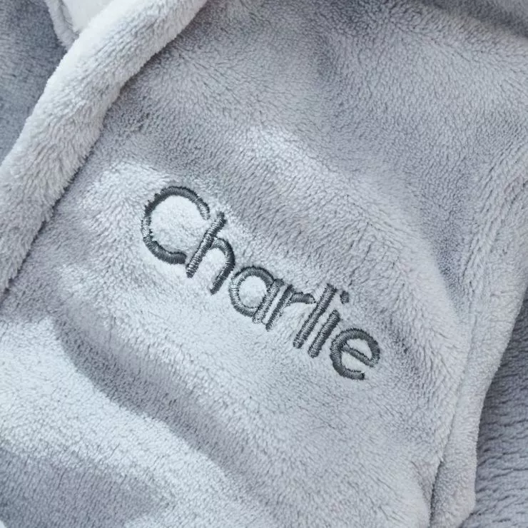 Personalised Grey Penguin Fleece Robe