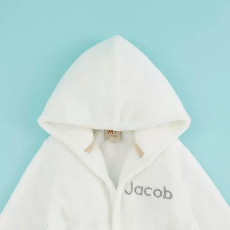 Personalised Ivory Hooded Fleece Robe