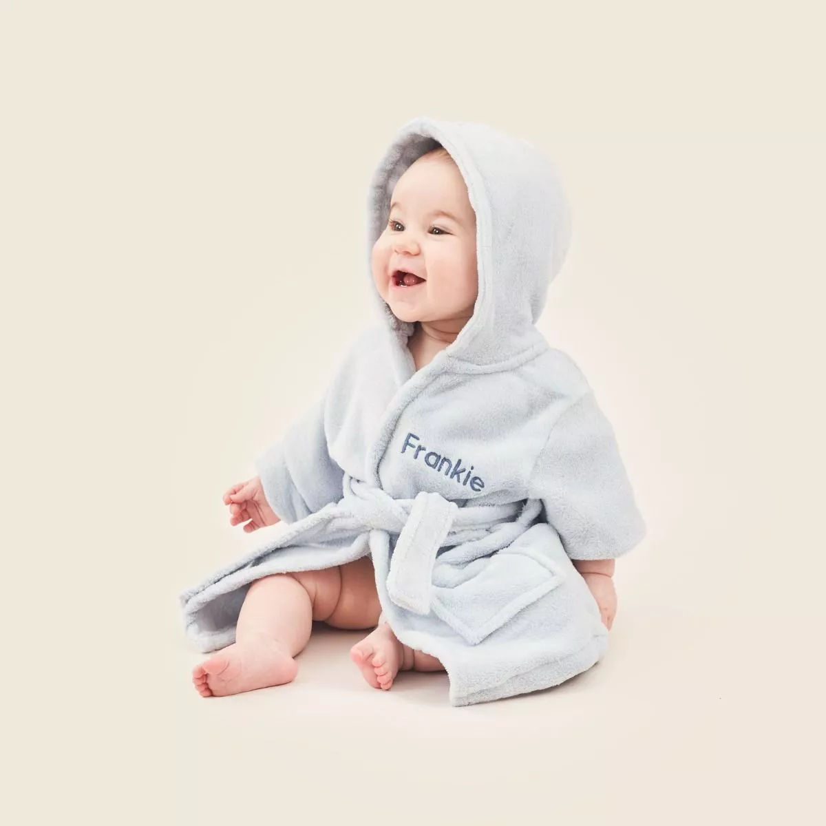 Personalised Blue Hooded Fleece Robe
