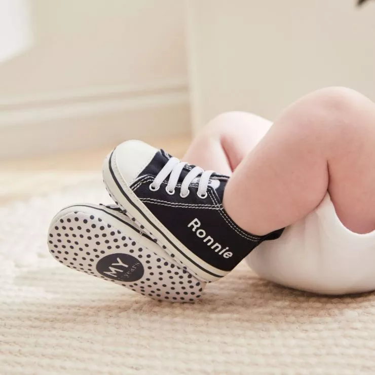 Personalised Navy Baby High Top Shoes