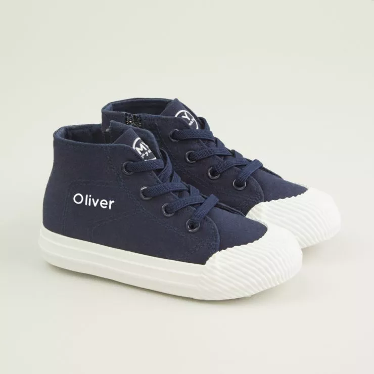 Personalised Navy Toddler High Top Trainers