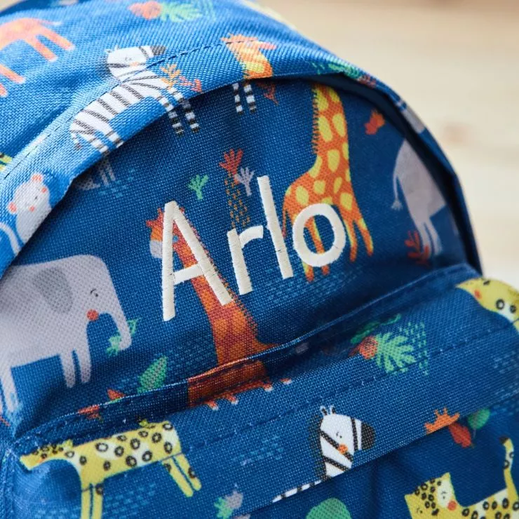 Personalised Navy Safari Print Classic Mini Backpack