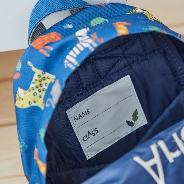 Personalised Navy Safari Print Classic Mini Backpack