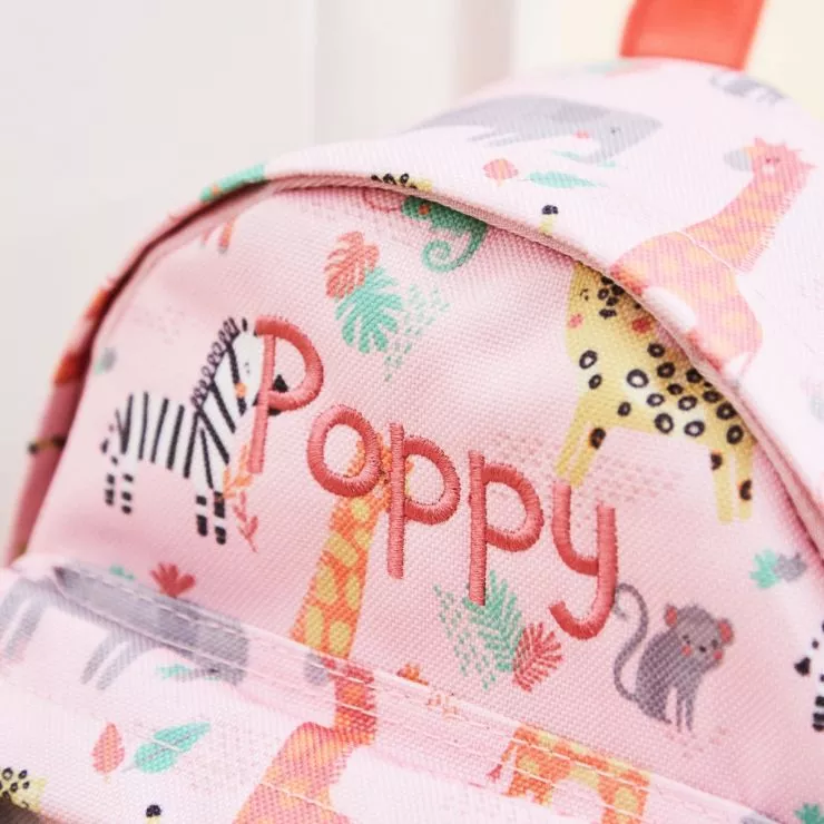 Personalised Pink Safari Print Classic Mini Backpack