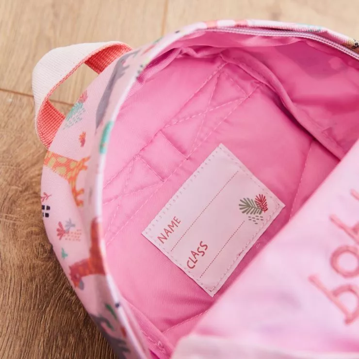Personalised Pink Safari Print Classic Mini Backpack