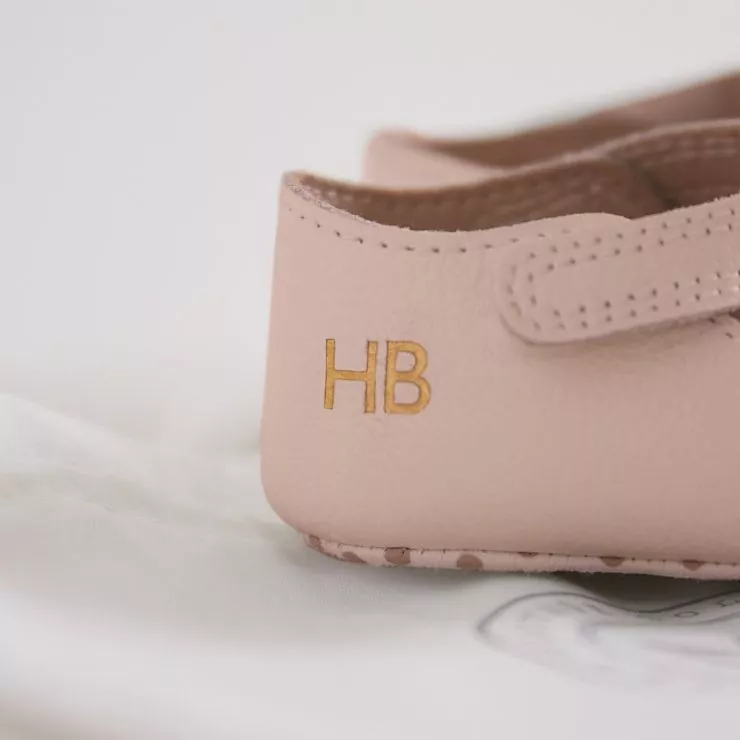 Personalised Pink Leather Pram Shoes