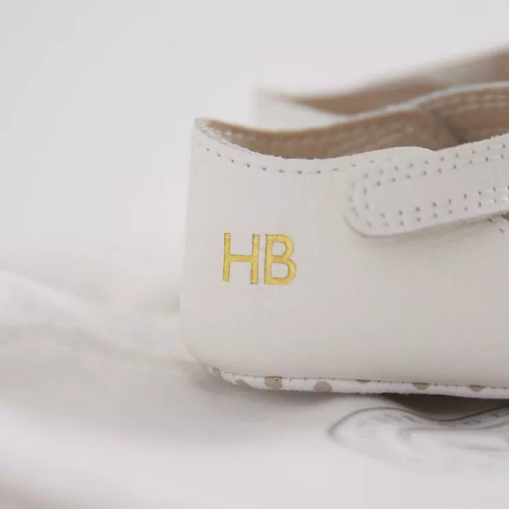 Personalised Ivory Leather Pram Shoes
