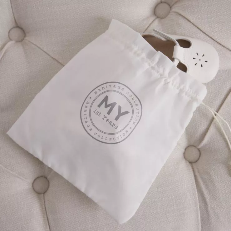 Personalised Ivory Leather Pram Shoes