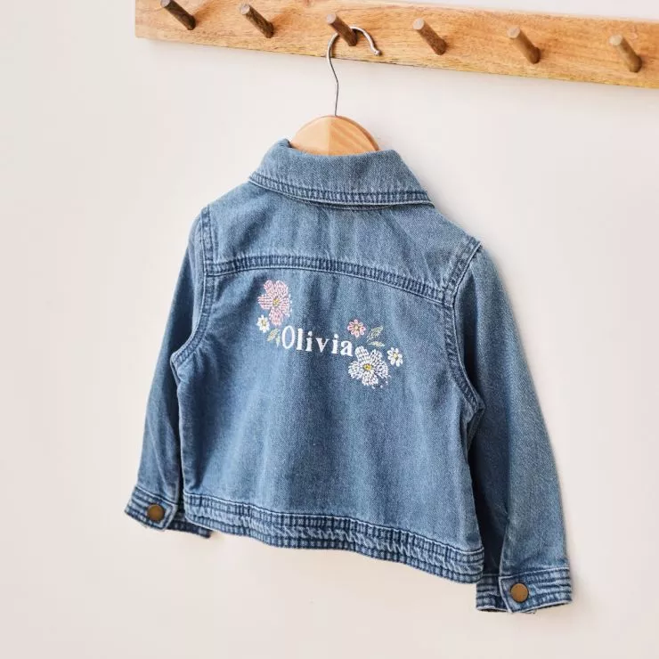 Personalised Floral Design Children's Denim Jacket