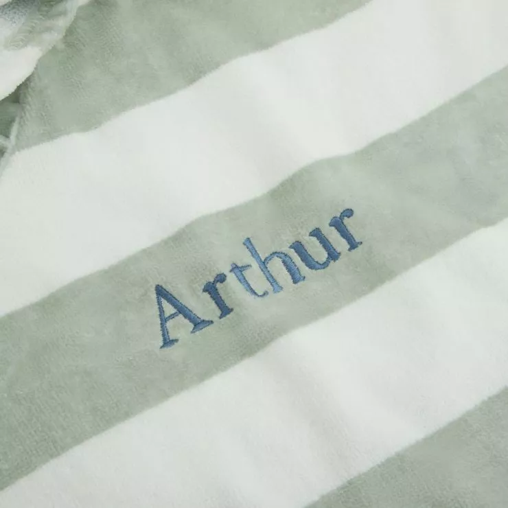 Personalised Green Striped Towelling Poncho