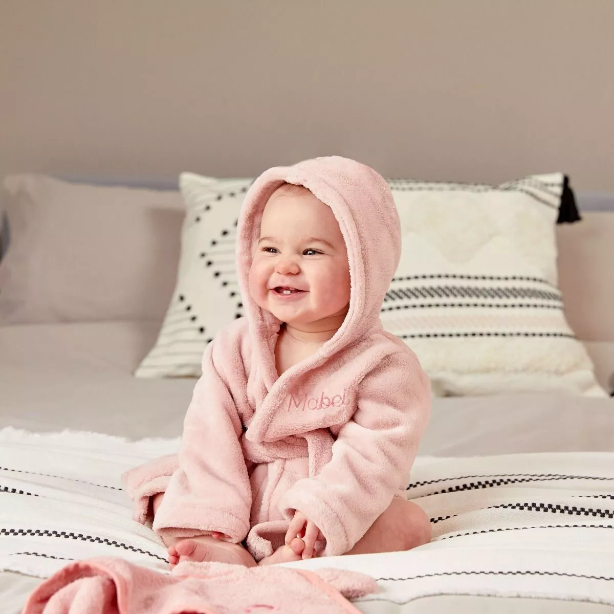 Personalised Pink Hooded Fleece Robe