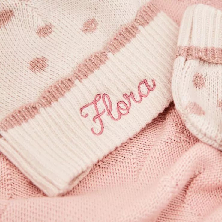 Personalised Pink Hat & Mitten Set