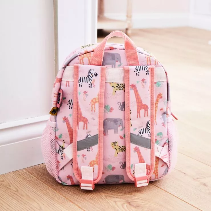 Personalised Pink Safari Print Medium Backpack
