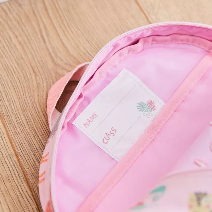 Personalised Pink Safari Print Medium Backpack