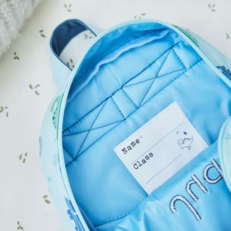 Personalised Blue Dinosaur Mini Backpack