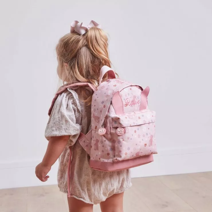 Personalised Pink Bunny Classic Mini Backpack with Ears