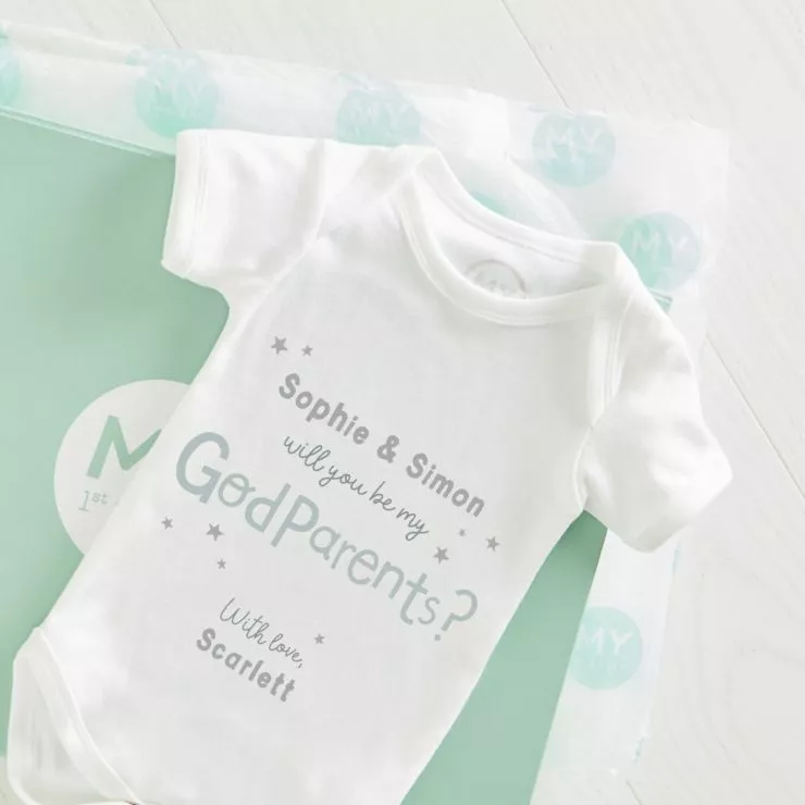 Personalised Will You Be My Godparents White Bodysuit