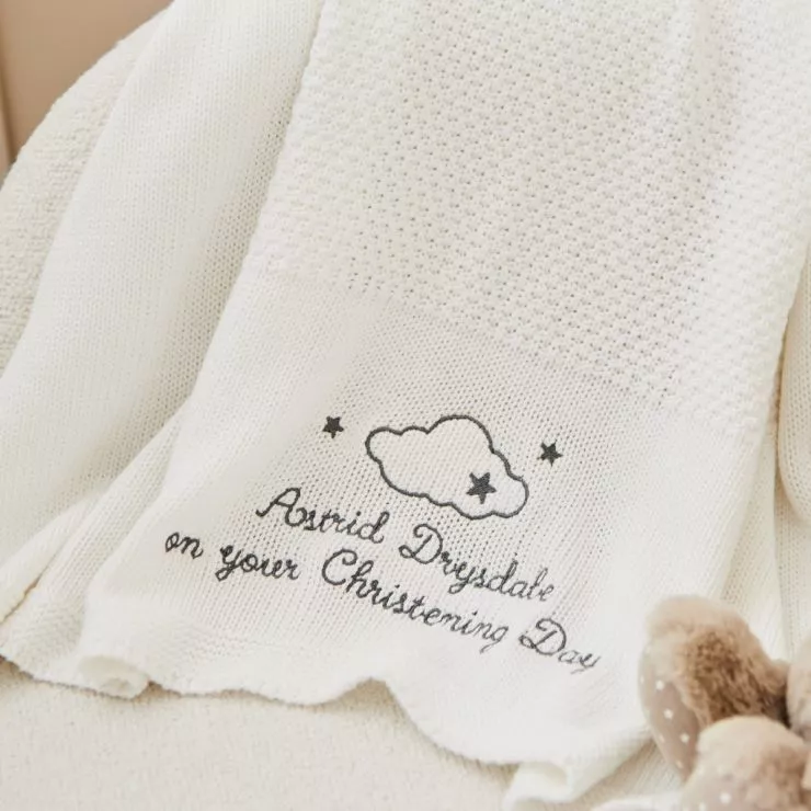 Personalised Christening Ivory Cotton Baby Shawl