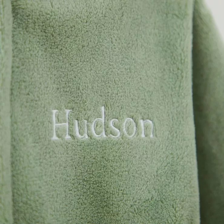 Personalised Sage Green Fleece Robe
