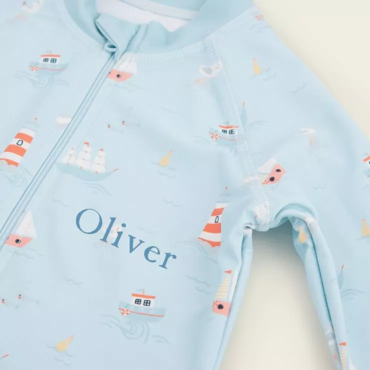 Personalised Blue All-in-One Swimsuit