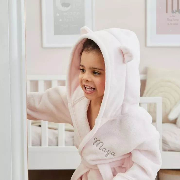 Personalised Light Pink Fleece Robe