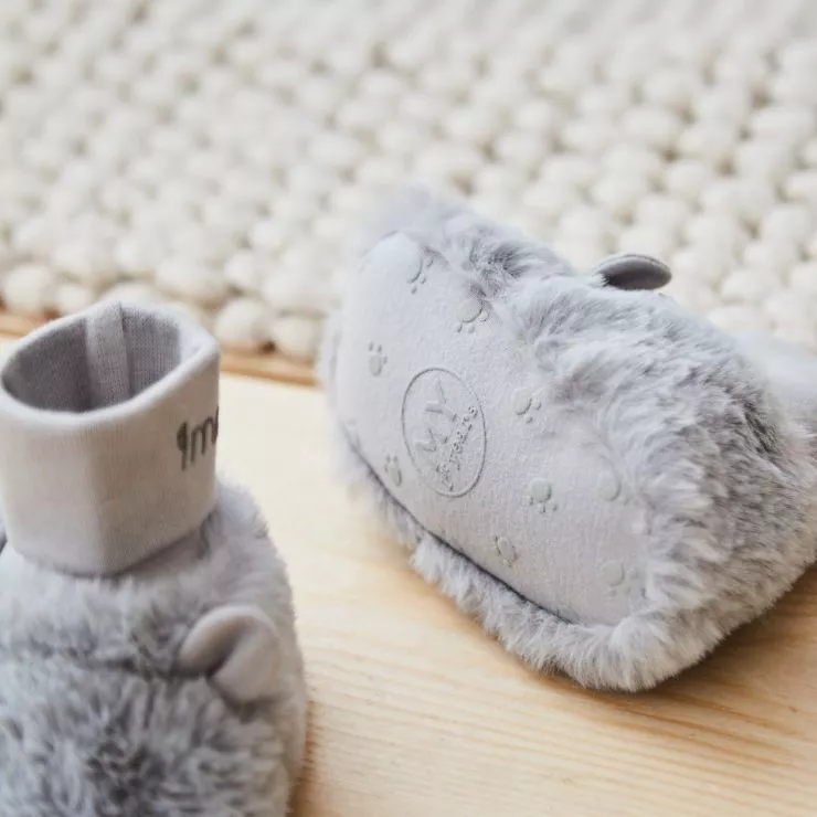 Personalised Pastel Grey Sock-Top Booties
