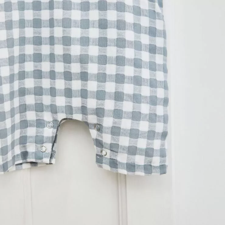 Personalised Grey Plaid Polo Romper