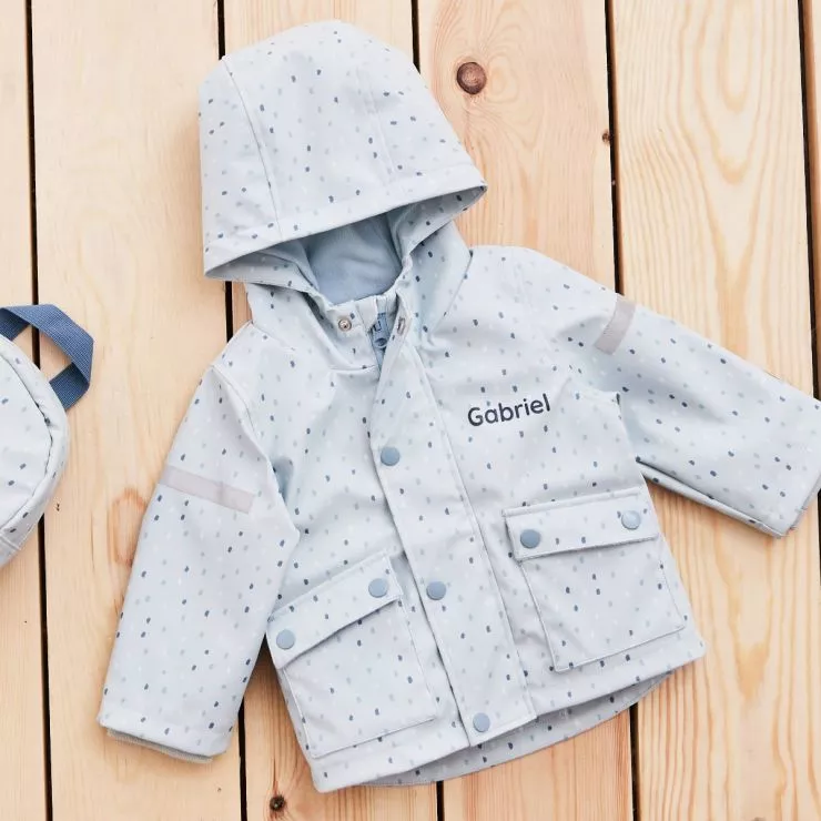 Personalised Blue Spot Print Raincoat