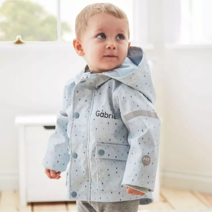 Personalised Blue Spot Print Raincoat