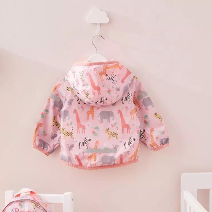 Personalised Pink Safari Print Raincoat