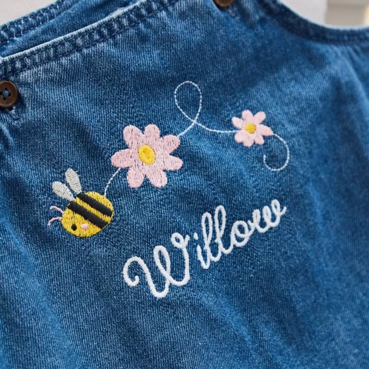 Personalised Bumblebee Denim Dungarees