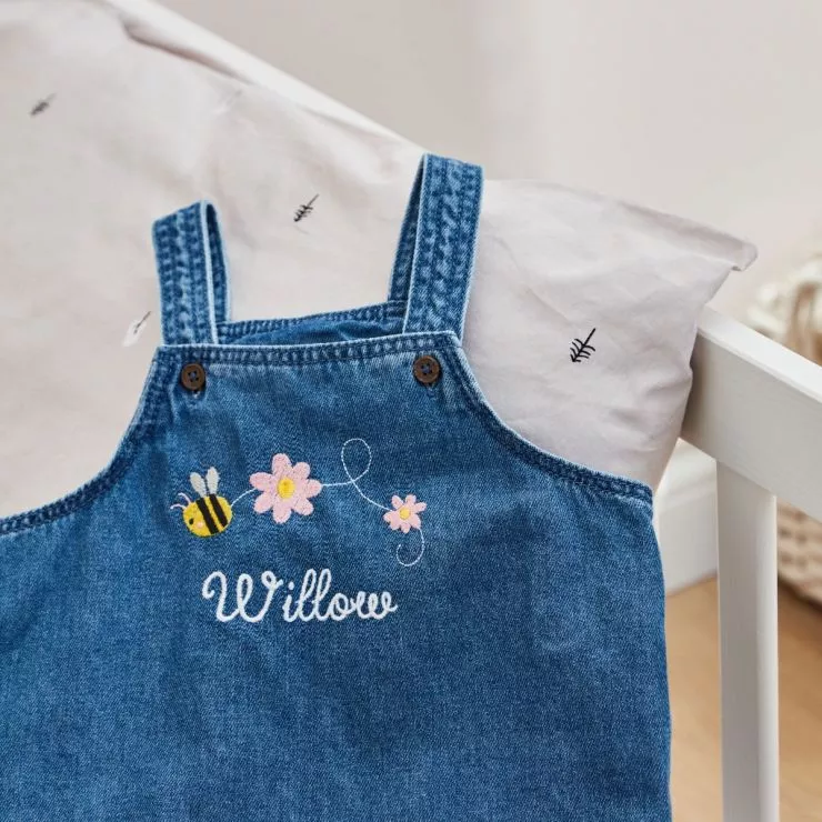 Personalised Bumblebee Denim Dungarees