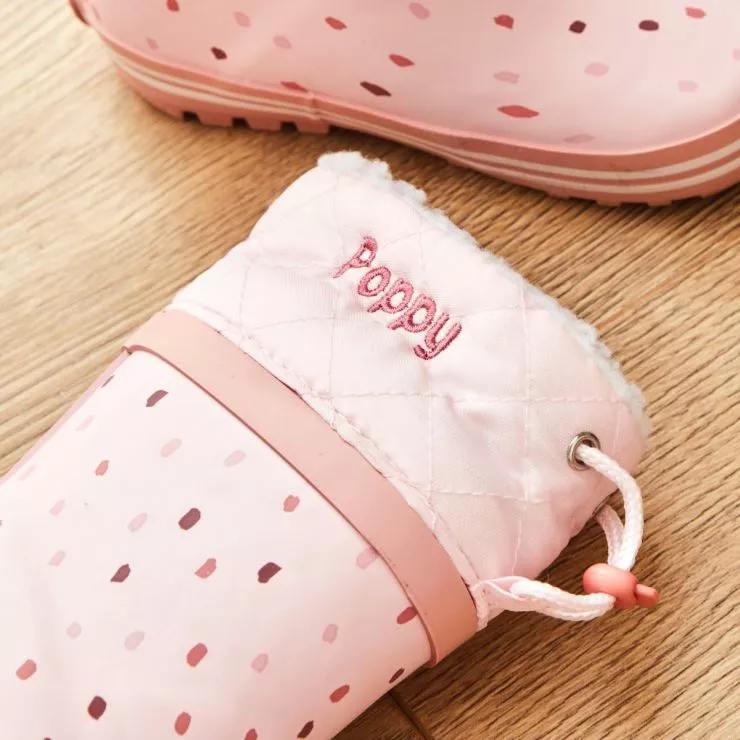Personalised Pink Spot Welly Boots