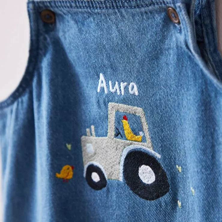 Personalised Farmyard Design Denim Dungarees