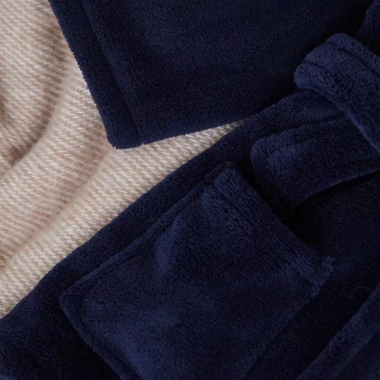 Personalised Navy Fleece Robe