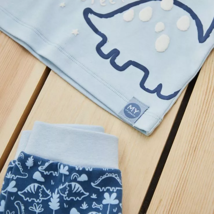 Personalised Blue Sleepysaurus Dinosaur Pyjama Set