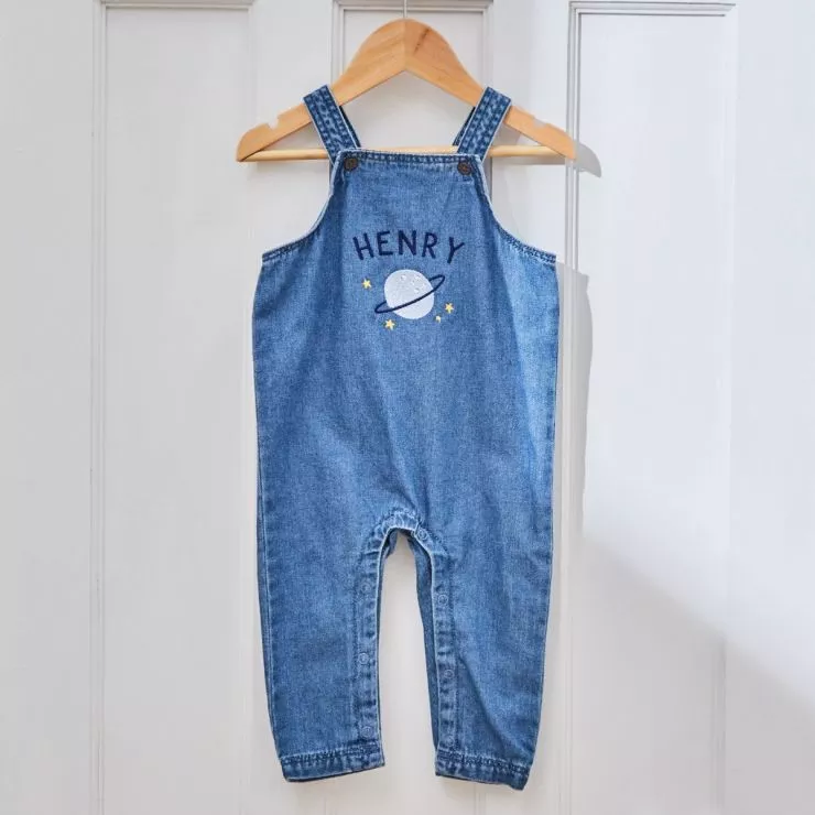 Personalised Space Denim Dungarees