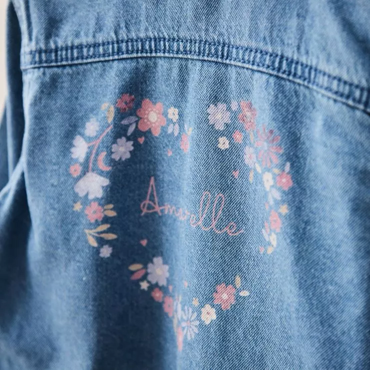 Personalised Floral Heart Children’s Denim Jacket