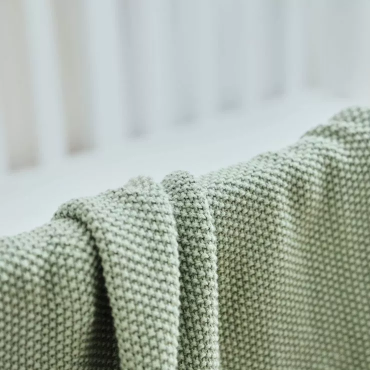 Personalised Sage Textured Knit Baby Shawl