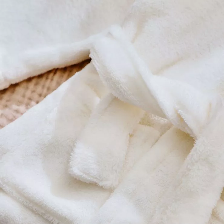 Personalised Born in 2024 Ivory Fleece Robe with Ears